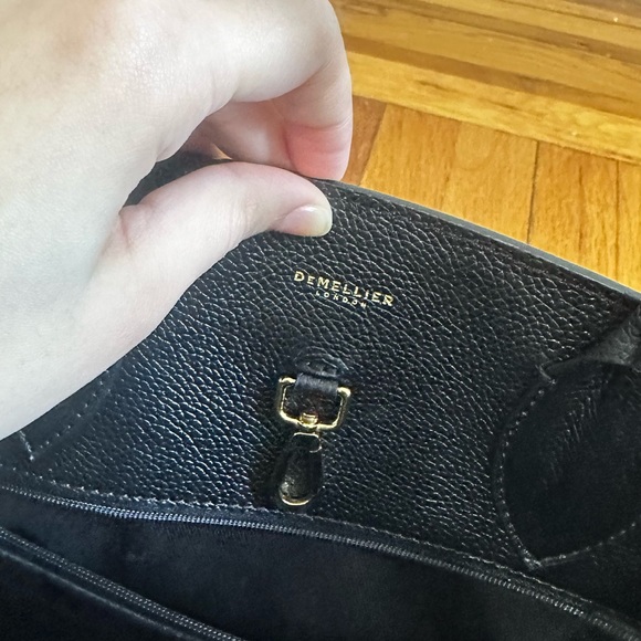 AUTHENTIC full size DeMellier Black Leather Top-Handle Tote with Gold Accents - Picture 11 of 16
